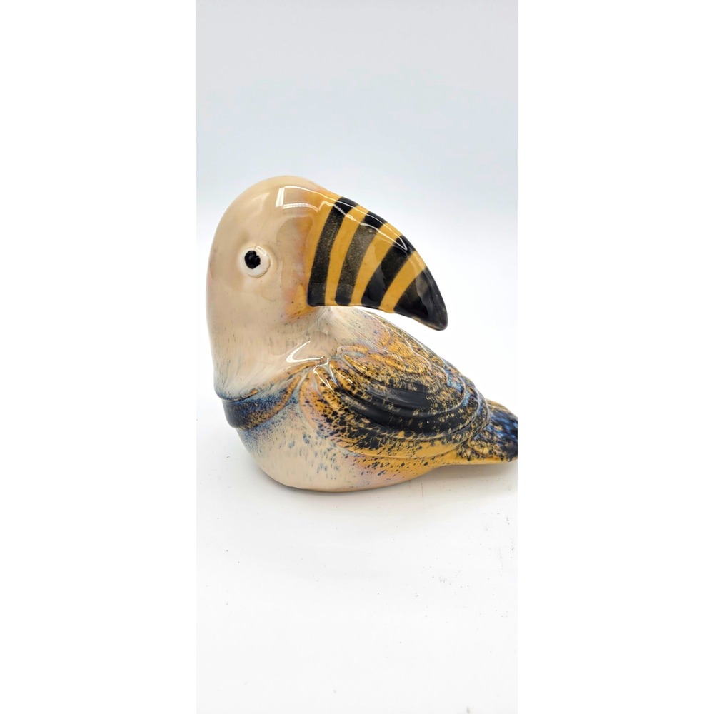 Ceramic Toucan Bird Figurine Collectible Hand Painted Bird Decor 5x6x3.5